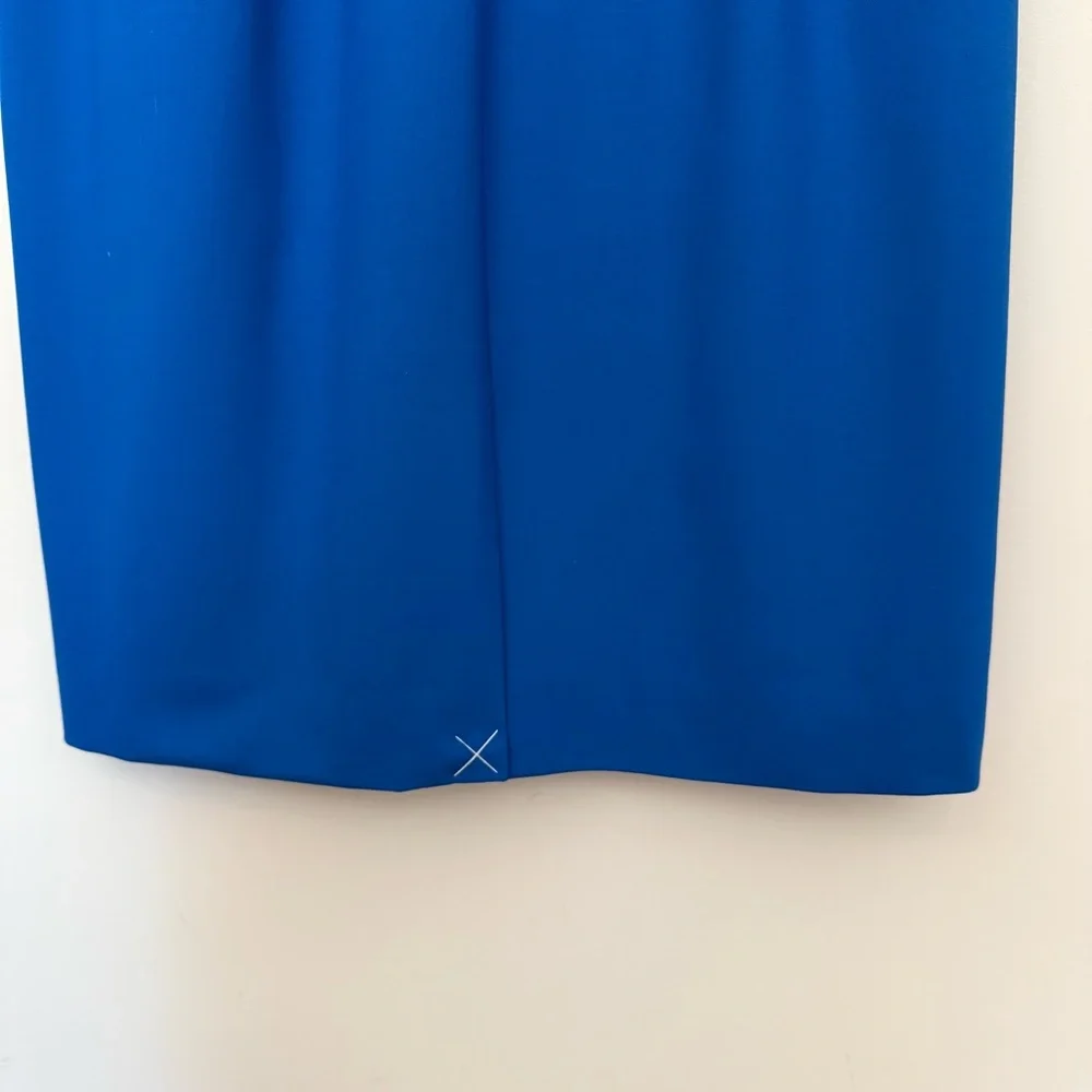 NWT J. Crew Royal Blue Sheath Dress with V-Neck back zipper back vent suiting